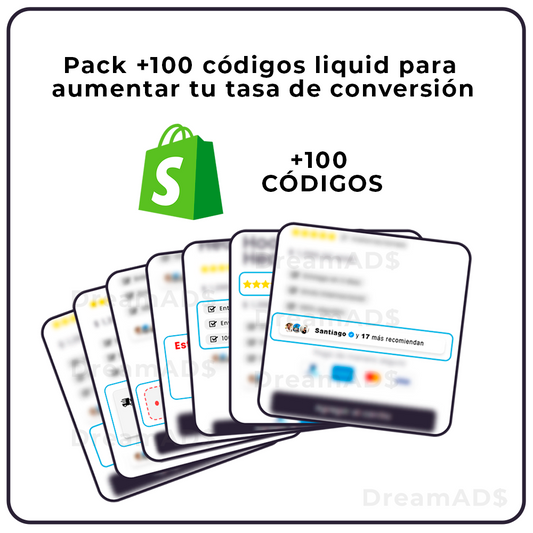 Paquete +100 códigos liquid para shopify