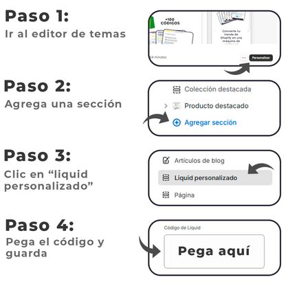 Paquete +100 códigos liquid para shopify